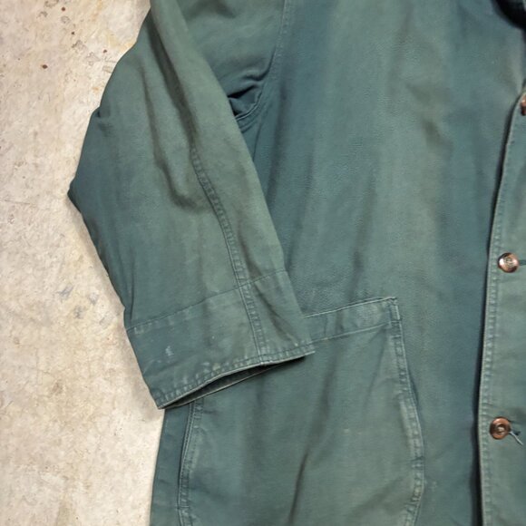 Vintage FLUID Int Chore Jacket Mens XL Green Sun Faded Barn Coat 90s - Picture 3 of 8